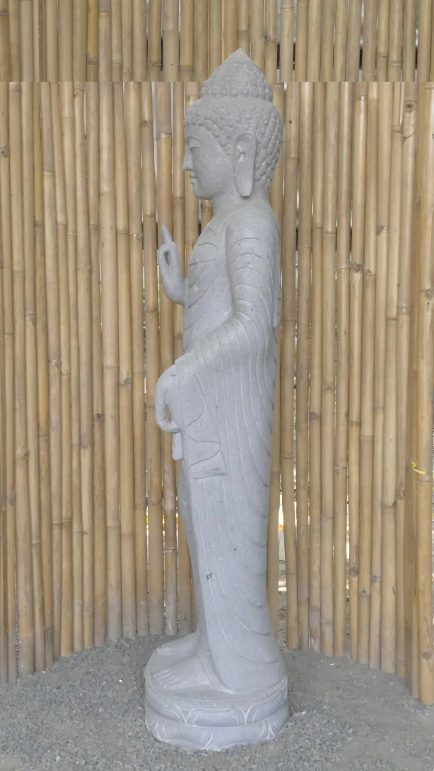  Product image 7 of the product “Standing Buddha - Abhaya mudra made of Riverstone, ca. 180 cm High ”